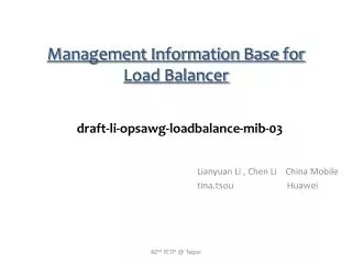 Management Information Base for Load Balancer