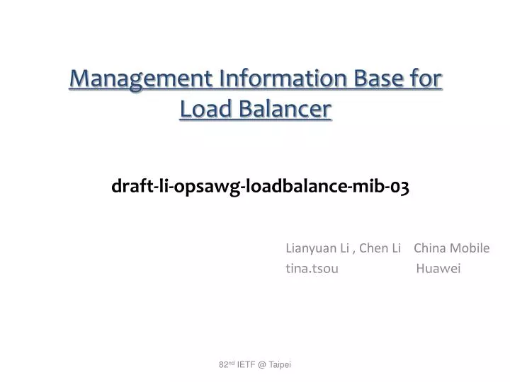 management information base for load balancer