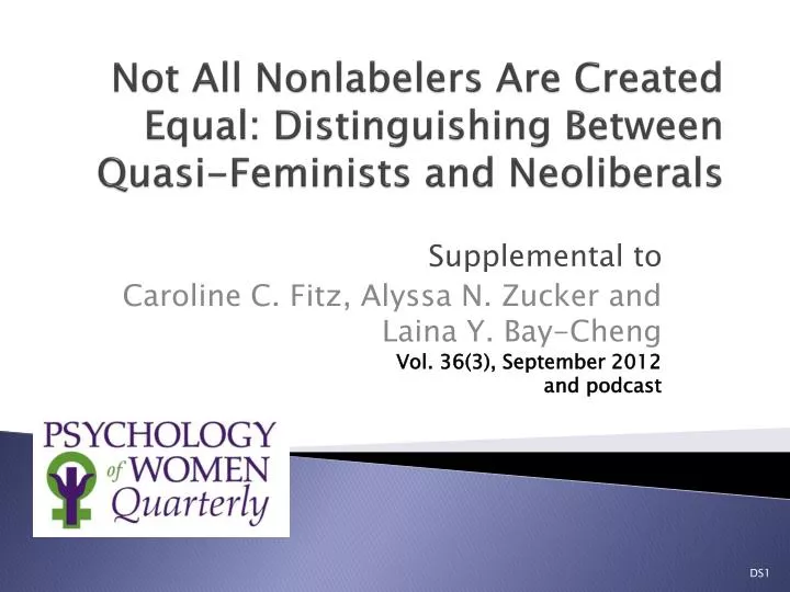 not all nonlabelers are created equal distinguishing between quasi feminists and neoliberals