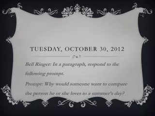 tuesday october 30 2012