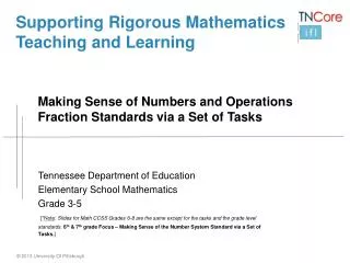 Supporting Rigorous Mathematics Teaching and Learning Making Sense of Numbers and Operations