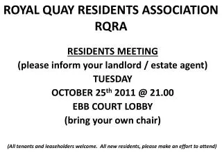 ROYAL QUAY RESIDENTS ASSOCIATION RQRA