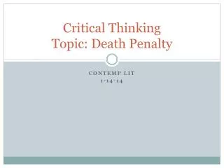 Critical Thinking Topic: Death Penalty