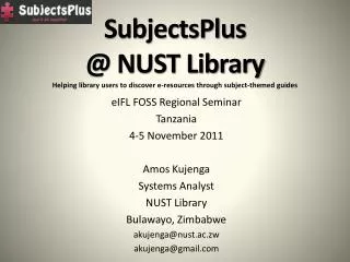 SubjectsPlus @ NUST Library