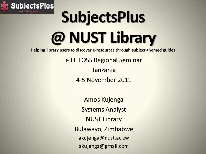subjectsplus @ nust library