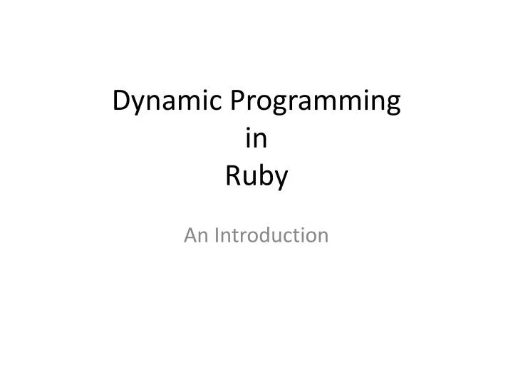 dynamic programming in ruby