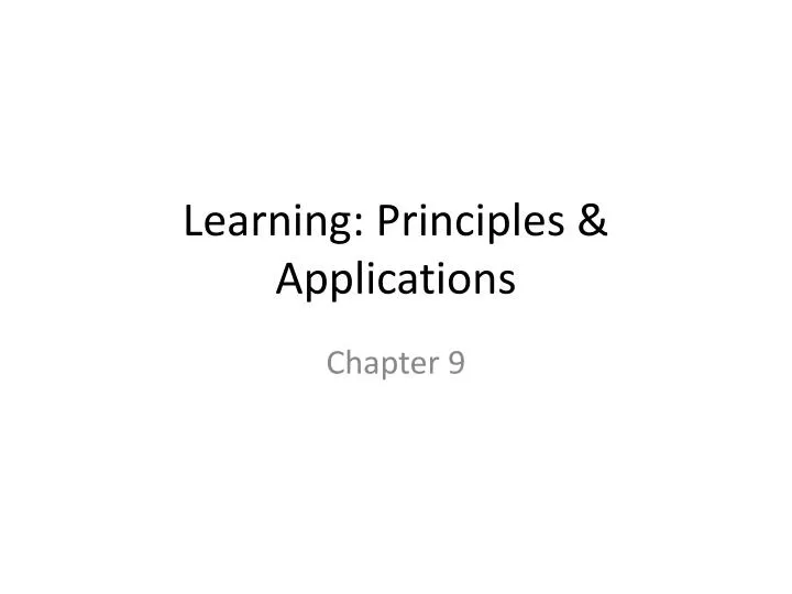 learning principles applications