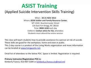 ASIST Training (Applied Suicide Intervention Skills Training)