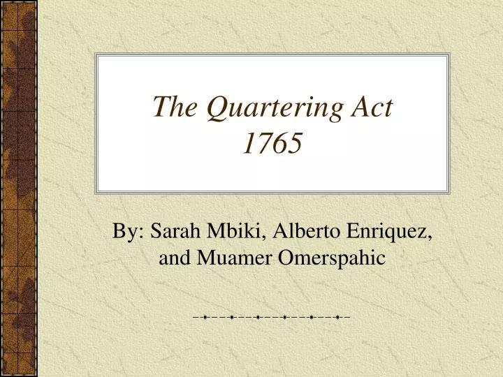 the quartering act 1765