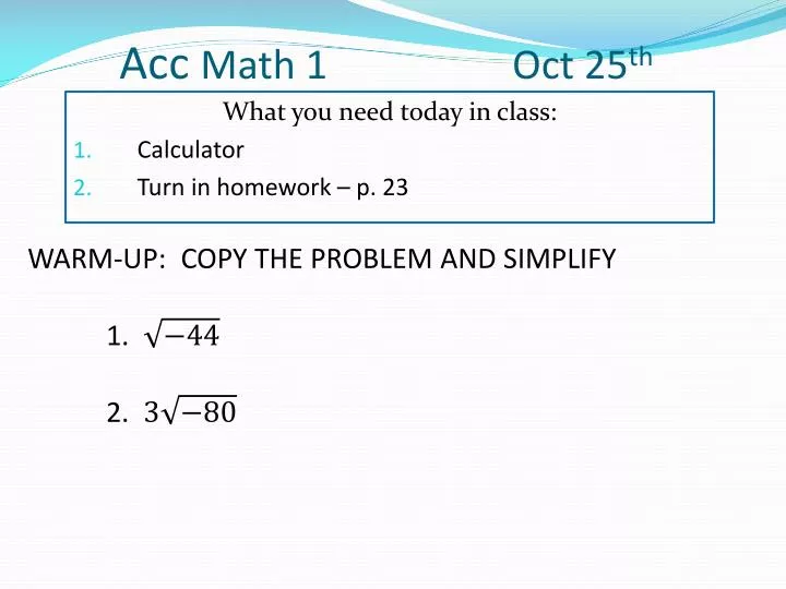 acc math 1 oct 25 th