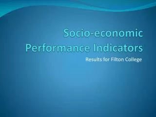 Socio-economic Performance Indicators