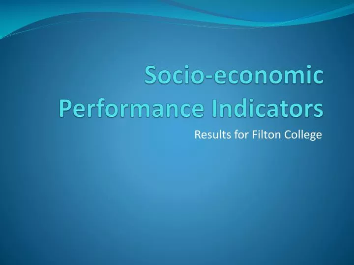 socio economic performance indicators