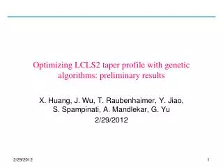 Optimizing LCLS2 taper profile with genetic algorithms: preliminary results
