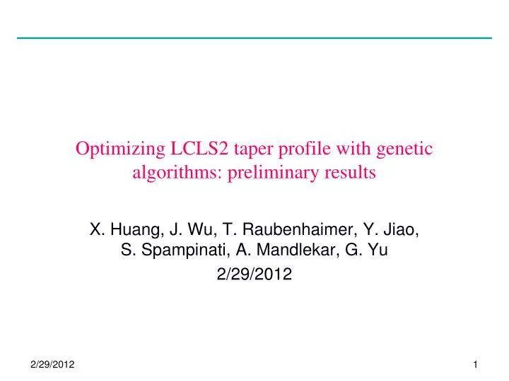 optimizing lcls2 taper profile with genetic algorithms preliminary results