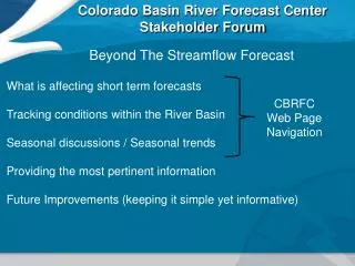 Colorado Basin River Forecast Center Stakeholder Forum