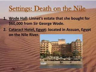 Settings: Death on the Nile