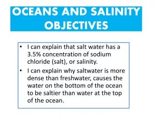 OCEANS AND SALINITY OBJECTIVES