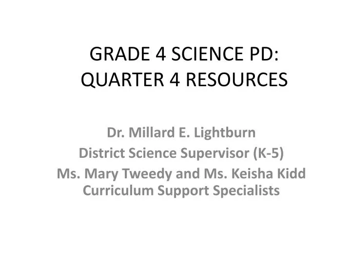 grade 4 science pd quarter 4 resources