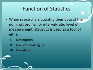Function of Statistics