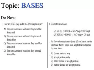 Topic: BASES Do Now: