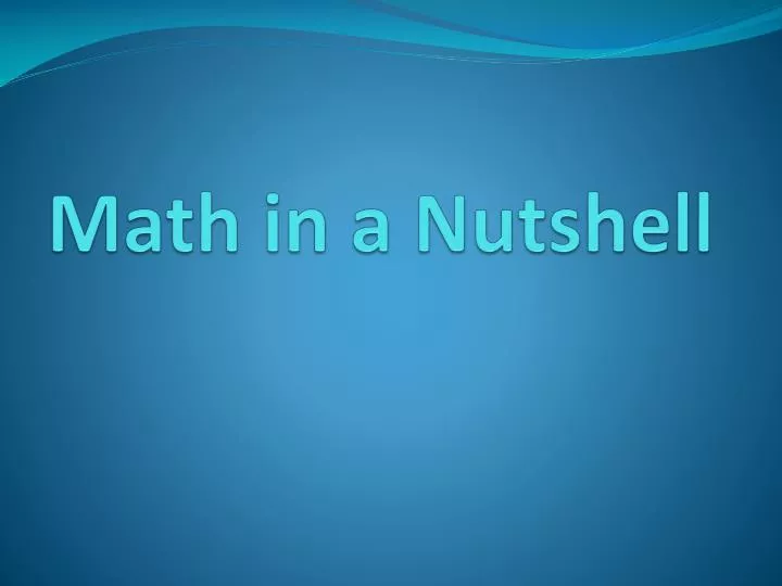 math in a nutshell