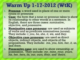 Warm Up 1-17-2012 (WtK)