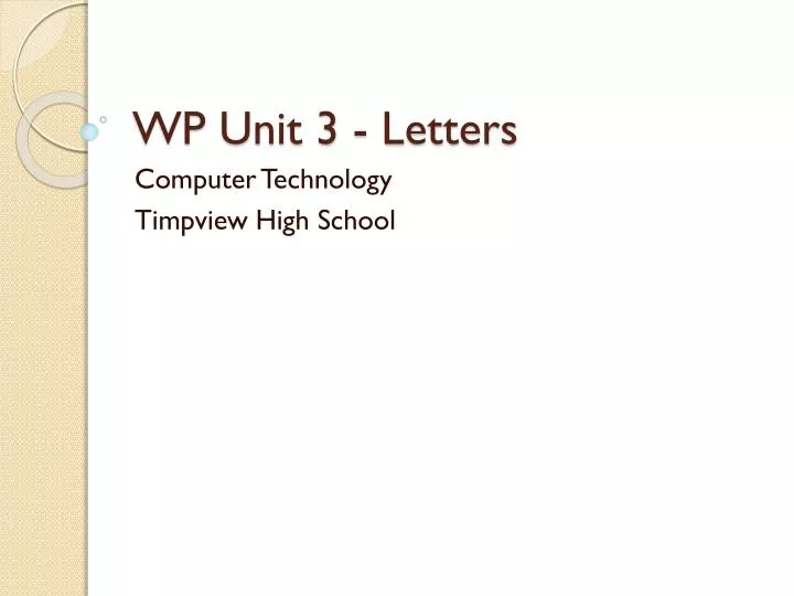 wp unit 3 letters