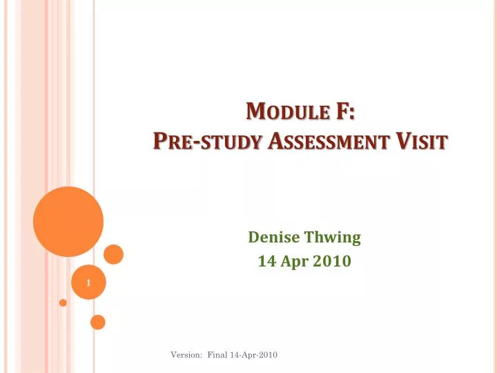 module f pre study assessment visit
