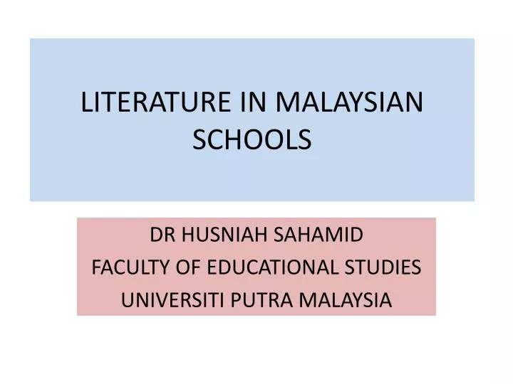 literature in malaysian schools