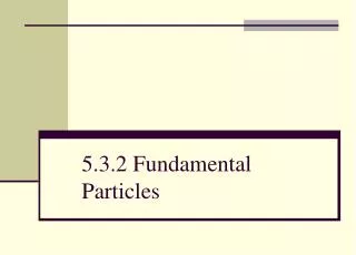 5.3.2 Fundamental Particles
