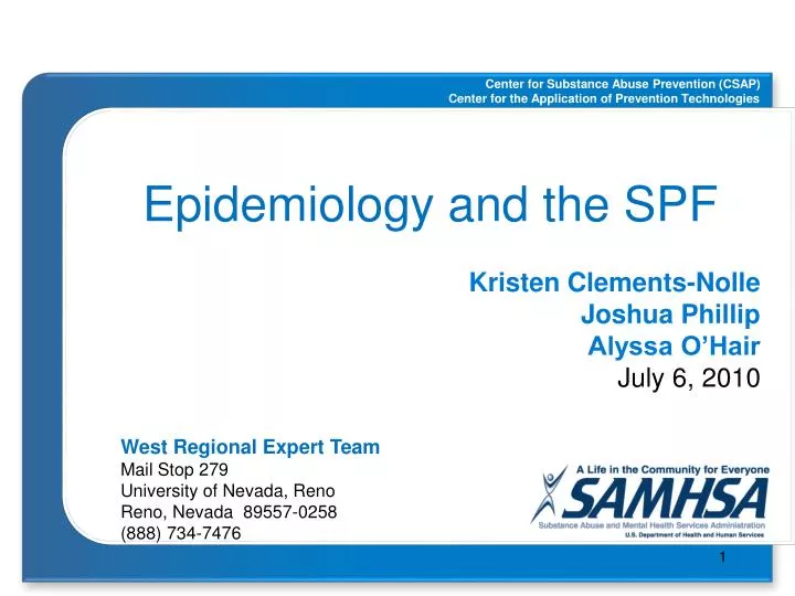 epidemiology and the spf
