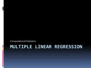 Multiple linEAr regression