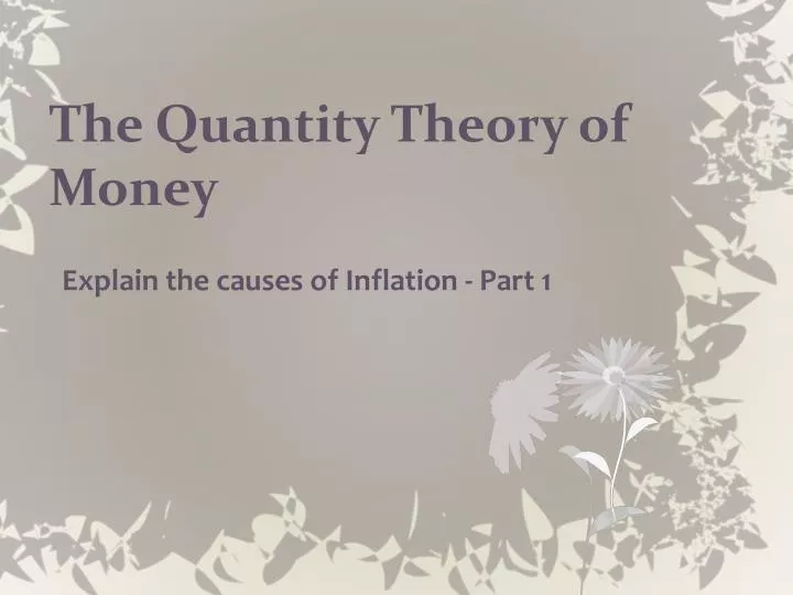 the quantity theory of money