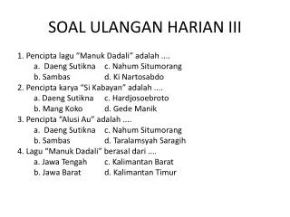 soal ulangan harian iii