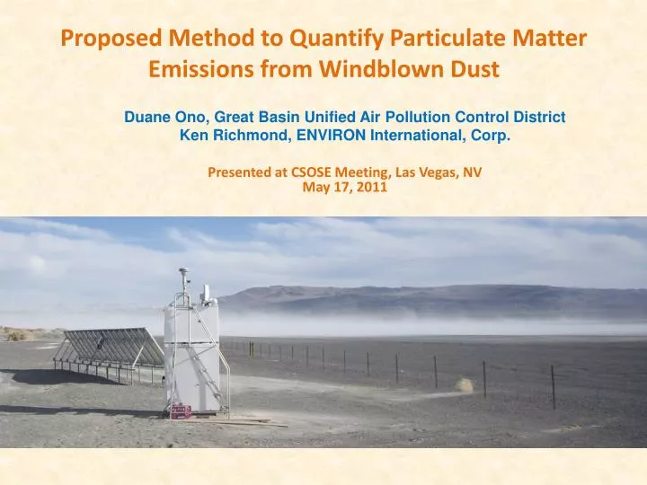 proposed method to quantify particulate matter emissions from windblown dust