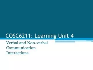 COSC6211: Learning Unit 4