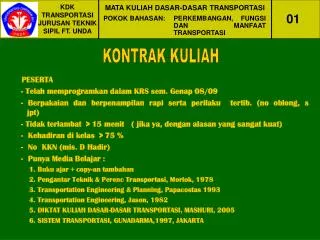 KDK TRANSPORTASI JURUSAN TEKNIK SIPIL FT. UNDA