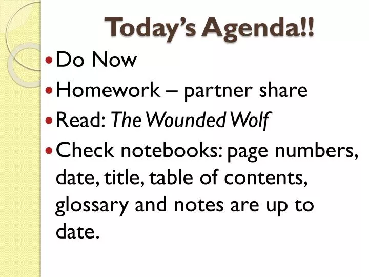 today s agenda