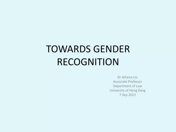 towards gender recognition