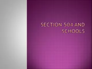 Section 504 and Schools