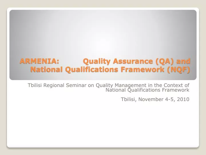 armenia quality assurance qa and national qualifications framework nqf