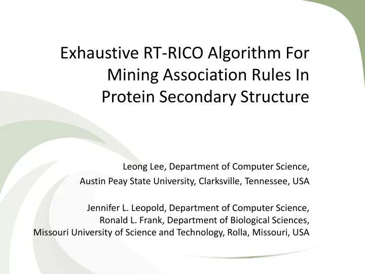 exhaustive rt rico algorithm for mining association rules in protein secondary structure