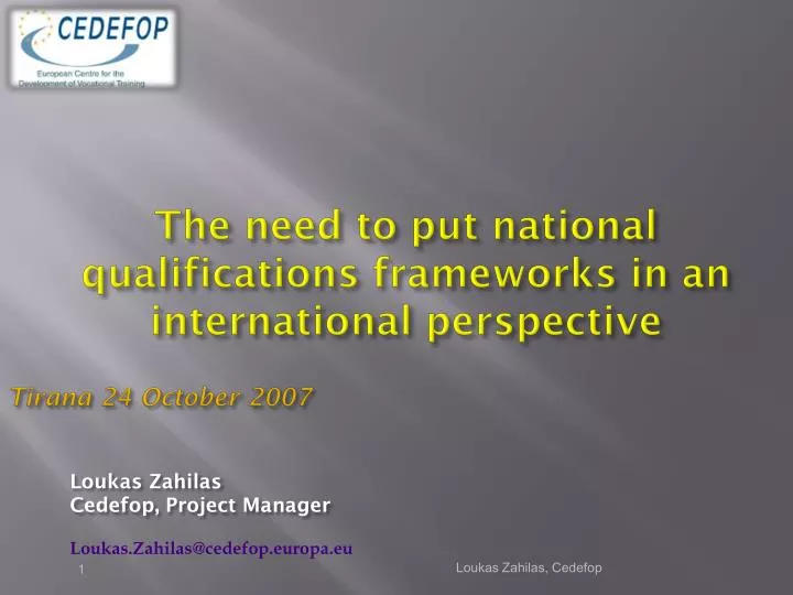 the need to put national qualifications frameworks in an international perspective