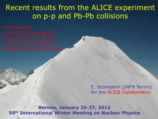 Recent results from the ALICE experiment on p-p and Pb-Pb collisions