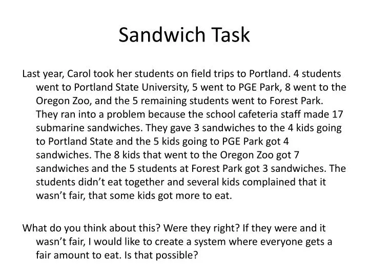 sandwich task