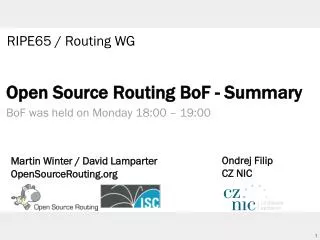 Open Source Routing BoF - Summary