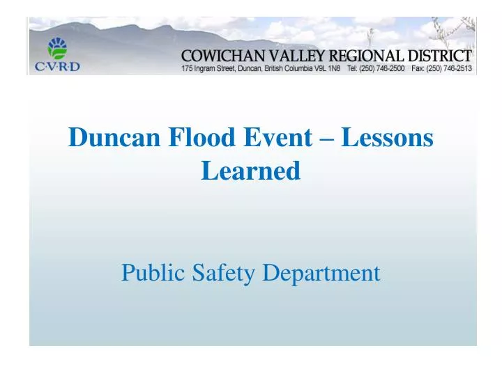 duncan flood event lessons learned public safety department