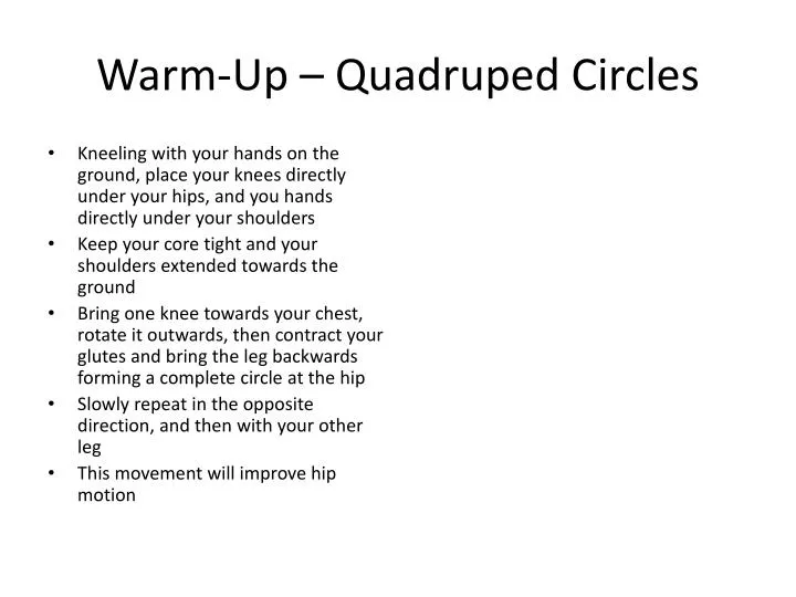 warm up quadruped circles