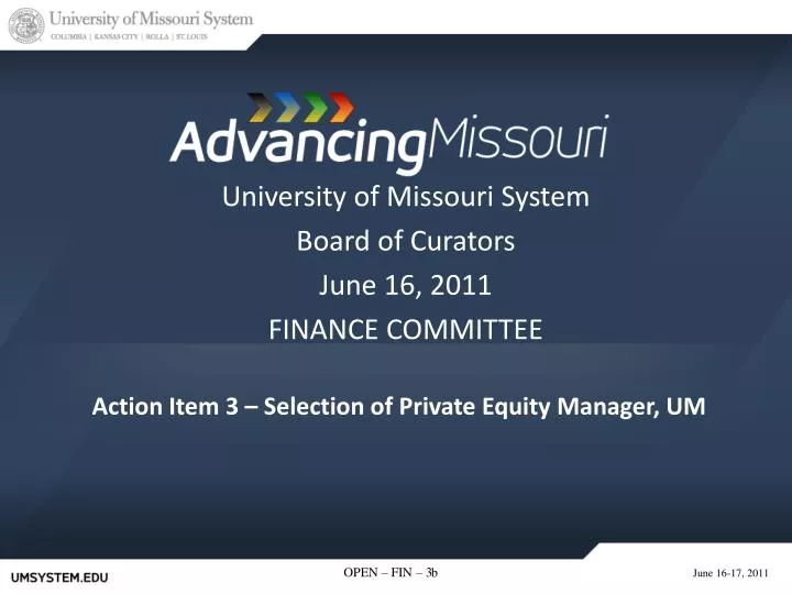 action item 3 selection of private equity manager um