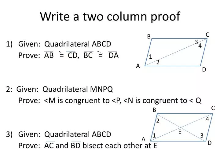 write a two column proof